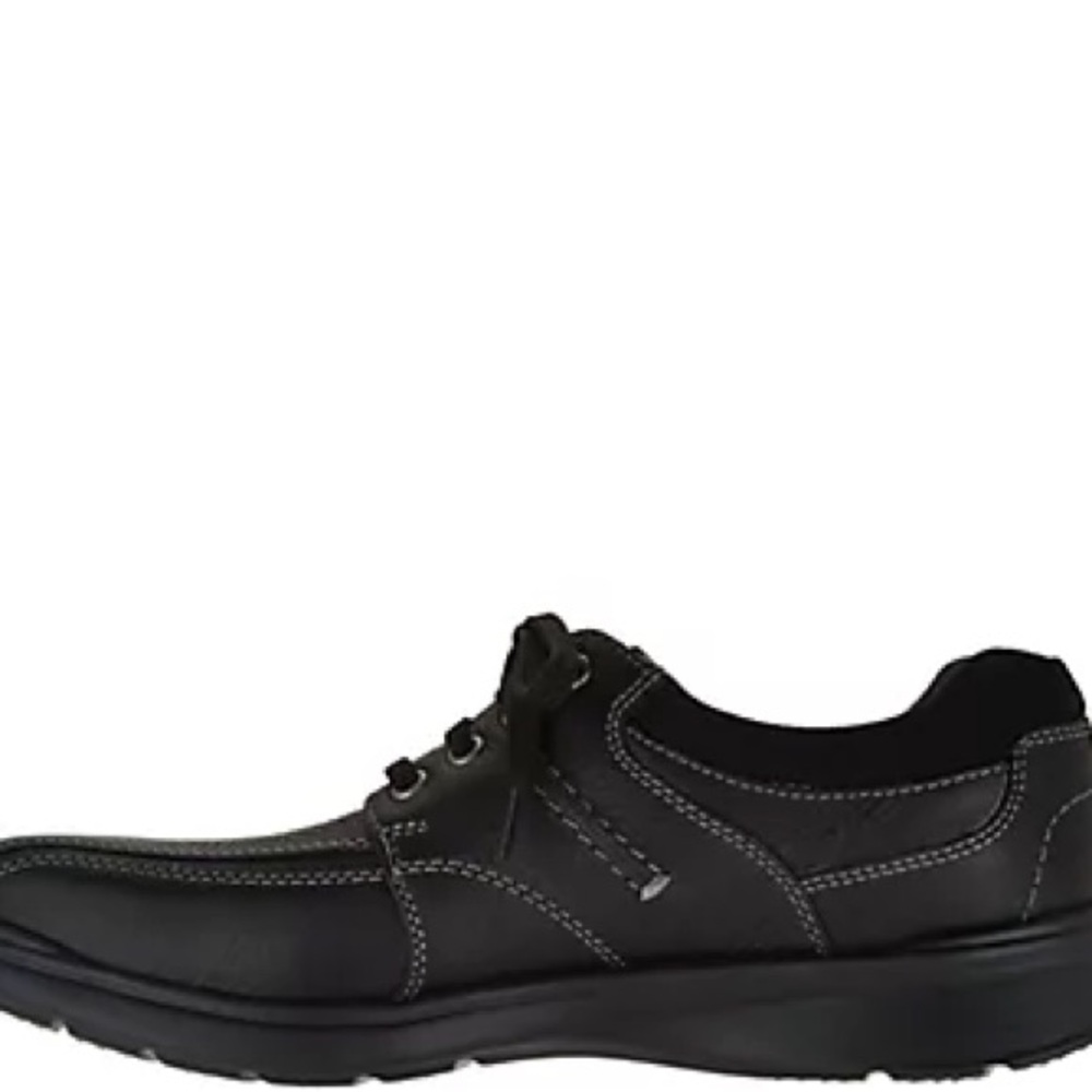 Clarks Black Leather Oxfords with Lace-Up Design